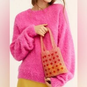 NWT Free People Pink Beaded Mini Bag!